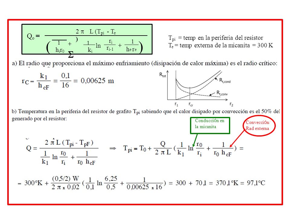 ( Q = 2  L (Tpi - Te ) Tpi = temp en la periferia del resistor