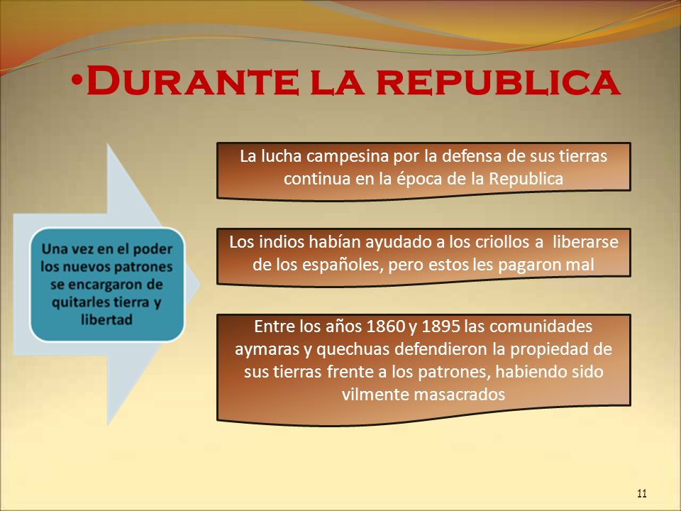 Durante la republica La lucha campesina por la defensa de sus tierras continua en la época de la Republica.