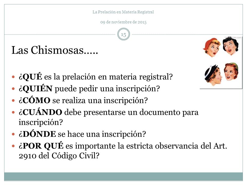 La Prelación en Materia Registral 09 de noviembre de 2015
