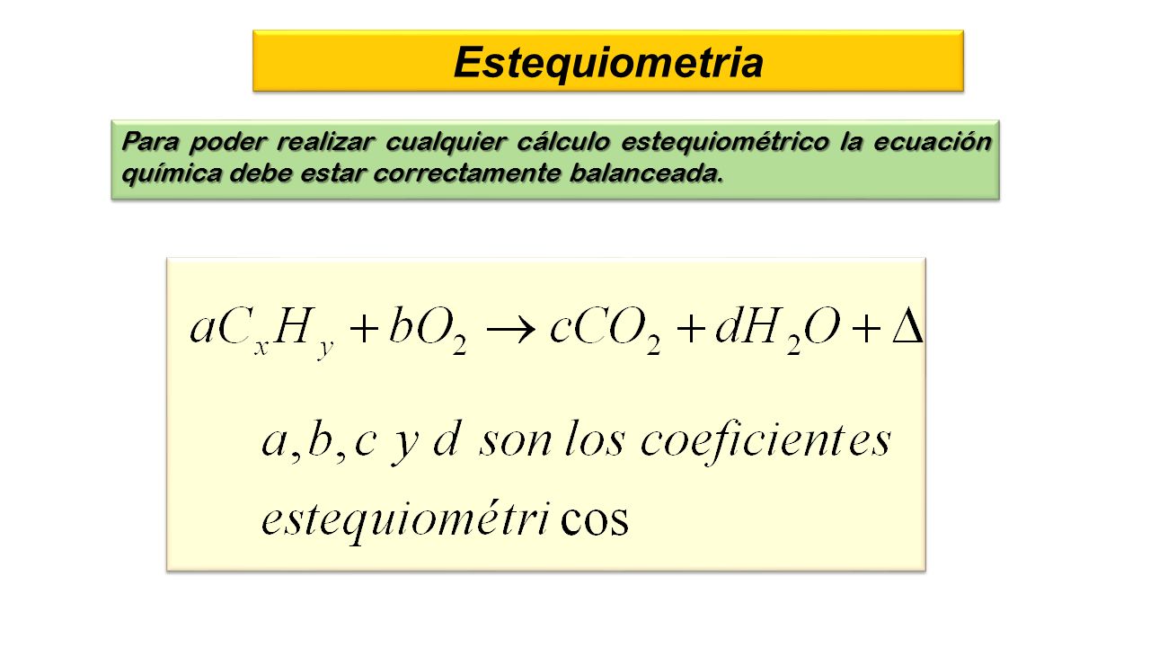 Estequiometria Para poder realizar cualquier cálculo estequiométrico la ecuación química debe estar correctamente balanceada.