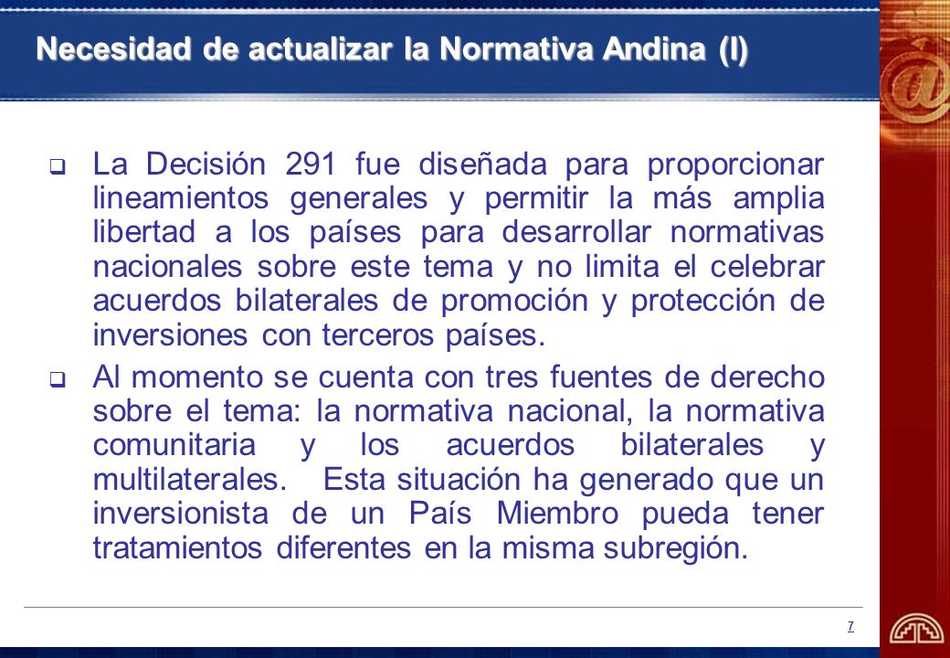 Necesidad de actualizar la Normativa Andina (I)