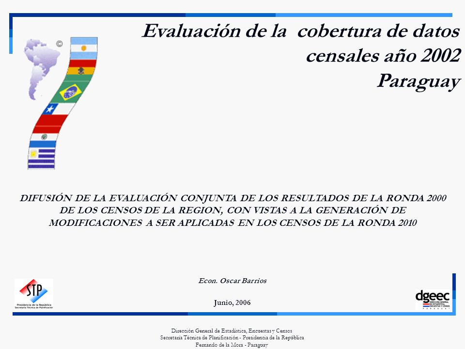 Evaluación de la cobertura de datos censales año 2002 Paraguay