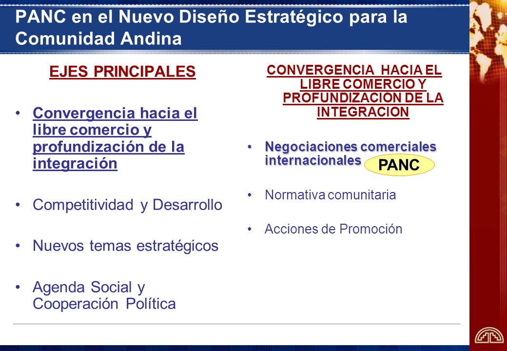 PANC en el Nuevo Diseño Estratégico para la Comunidad Andina
