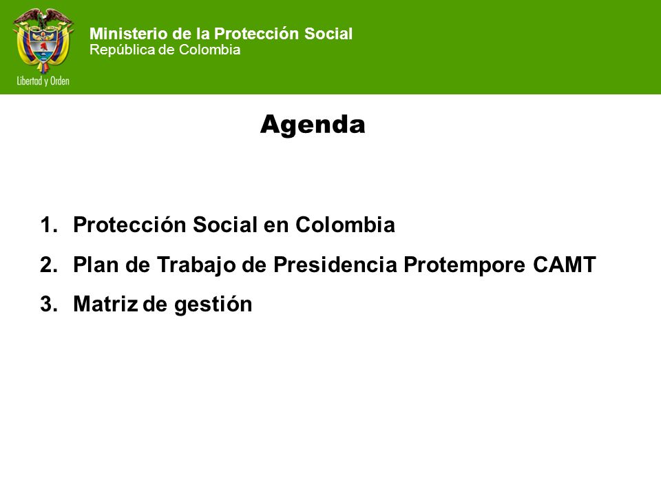 Agenda Protección Social en Colombia