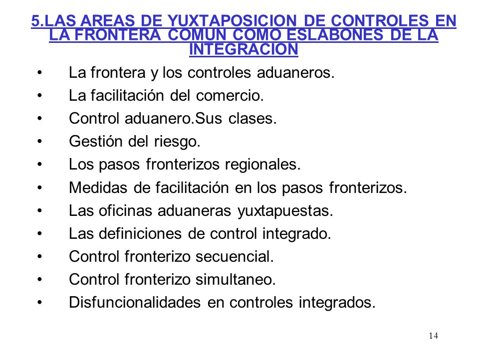 5.LAS AREAS DE YUXTAPOSICION DE CONTROLES EN LA FRONTERA COMUN COMO ESLABONES DE LA INTEGRACION