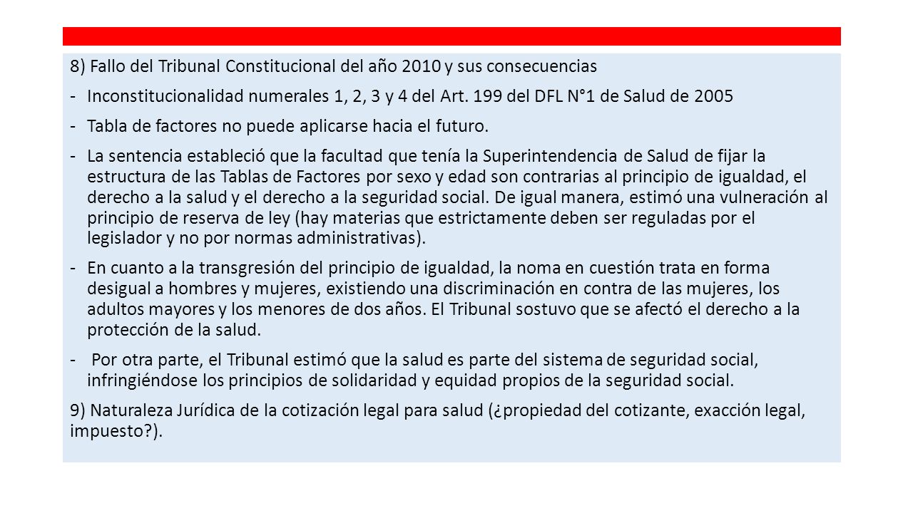 8) Fallo del Tribunal Constitucional del año 2010 y sus consecuencias
