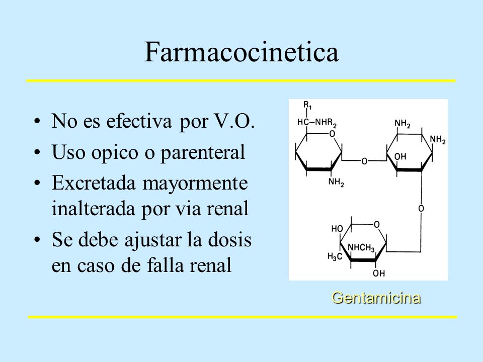 Farmacocinetica No es efectiva por V.O. Uso opico o parenteral