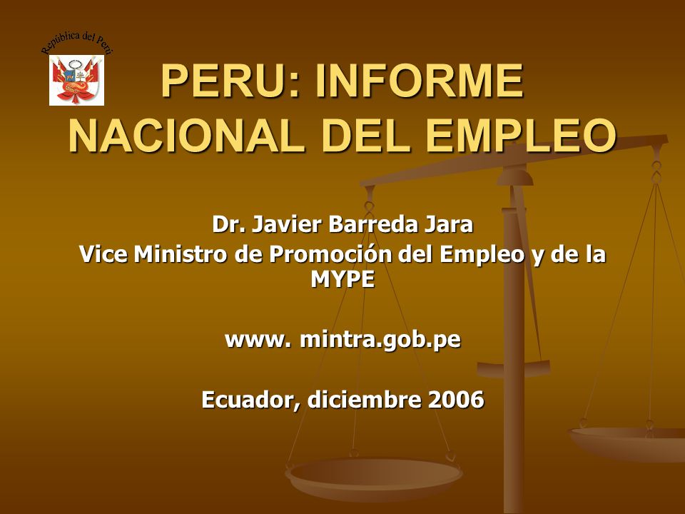 PERU: INFORME NACIONAL DEL EMPLEO