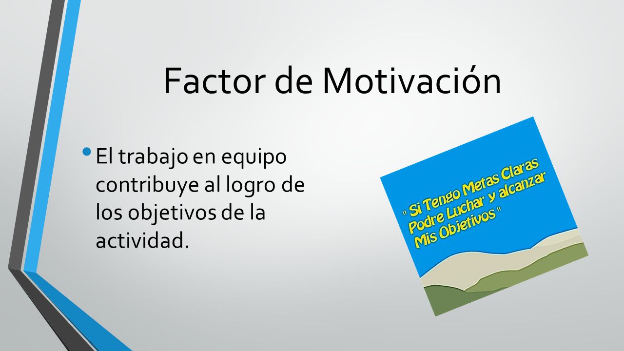 Factor de Motivación El trabajo en equipo contribuye al logro de los objetivos de la actividad.