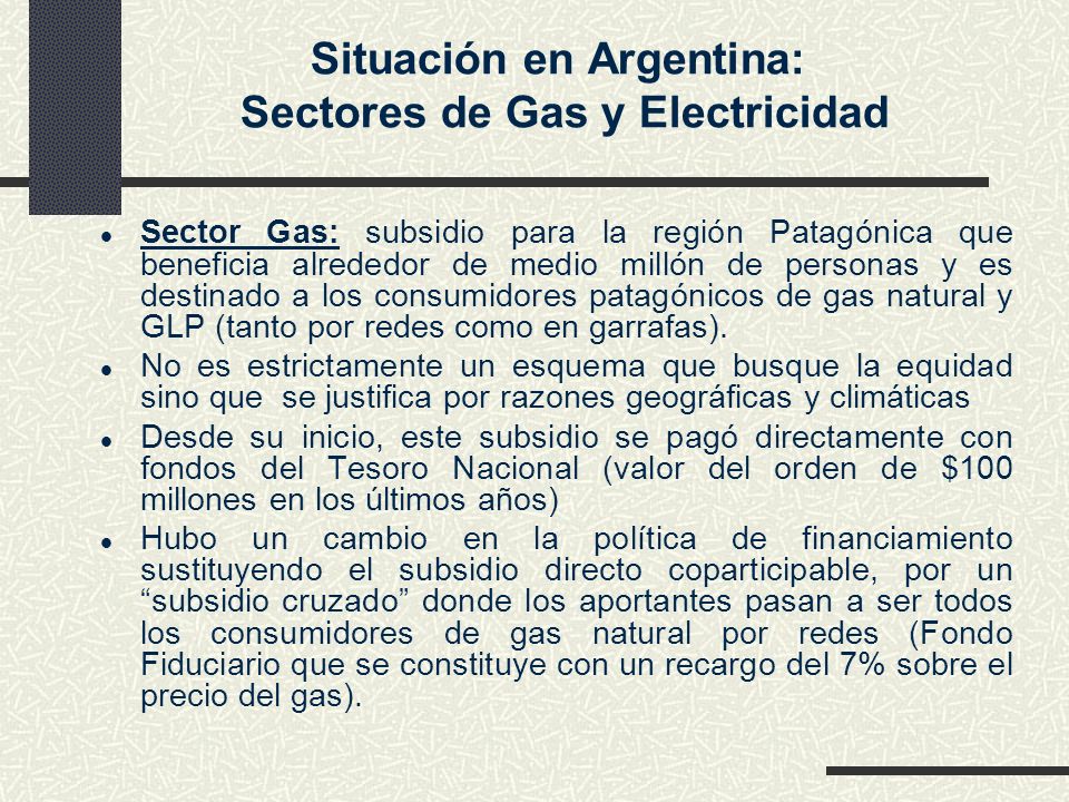 Situación en Argentina: Sectores de Gas y Electricidad