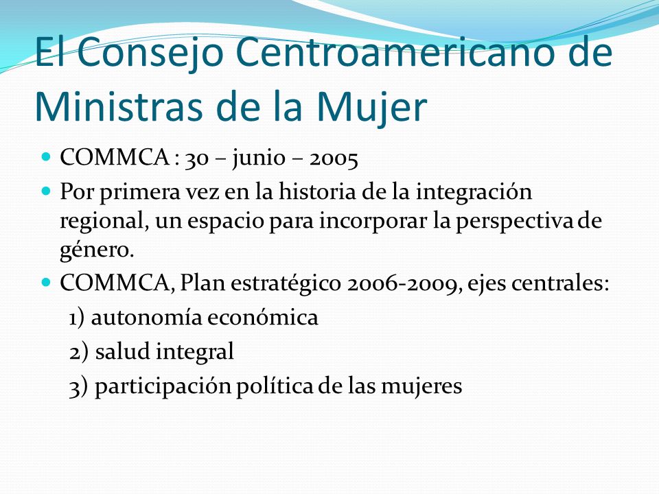 El Consejo Centroamericano de Ministras de la Mujer