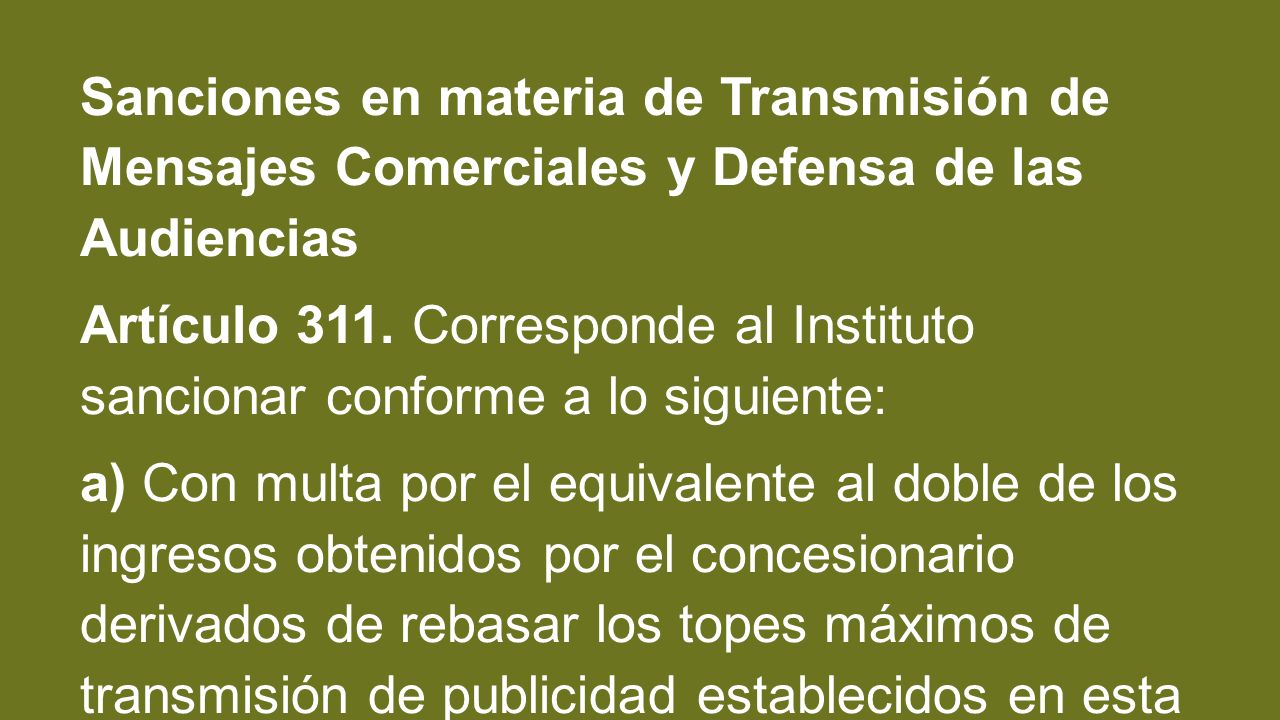 Sanciones en materia de Transmisión de Mensajes Comerciales y Defensa de las Audiencias