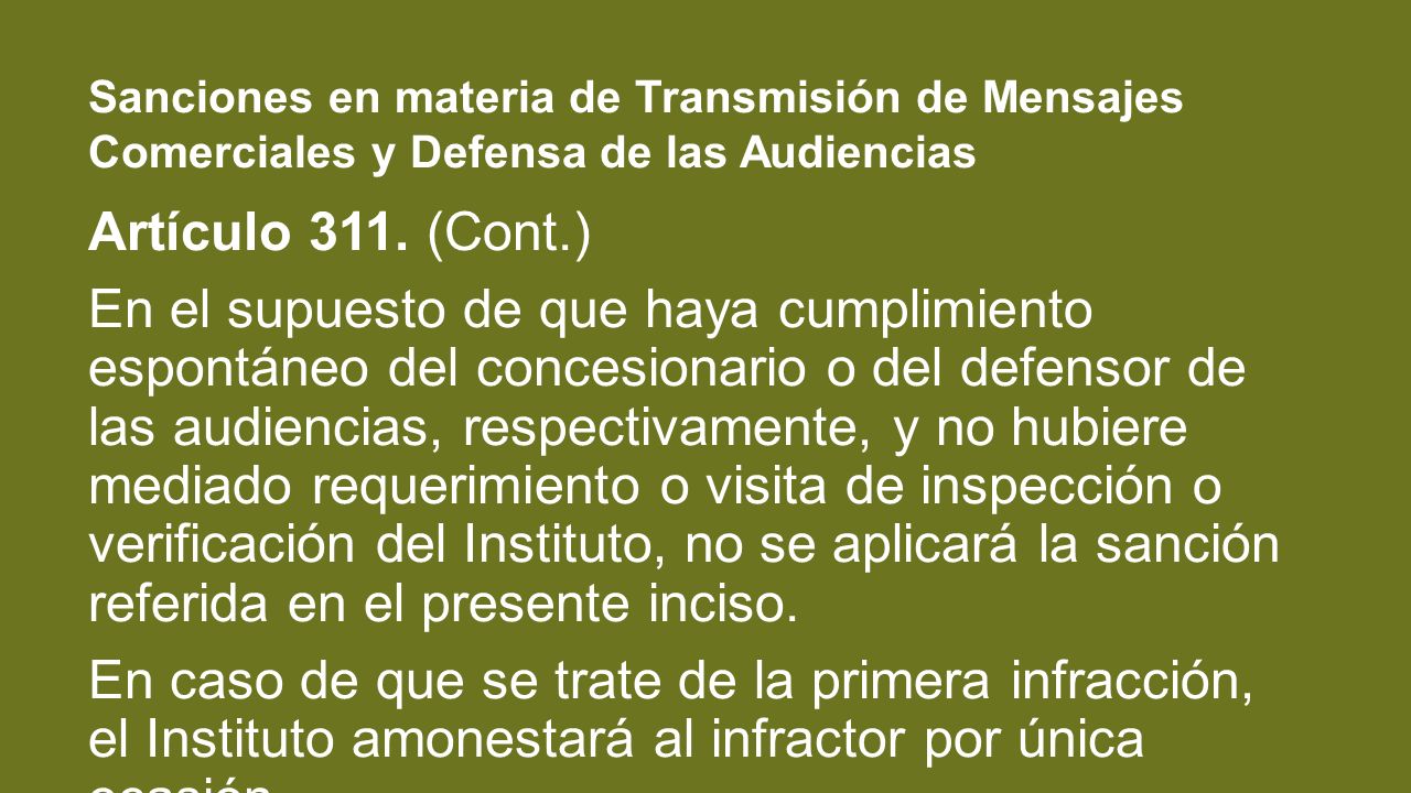 Sanciones en materia de Transmisión de Mensajes Comerciales y Defensa de las Audiencias