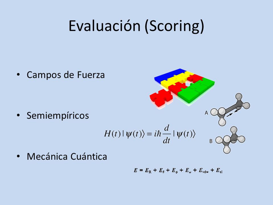 Evaluación (Scoring) Campos de Fuerza Semiempíricos Mecánica Cuántica