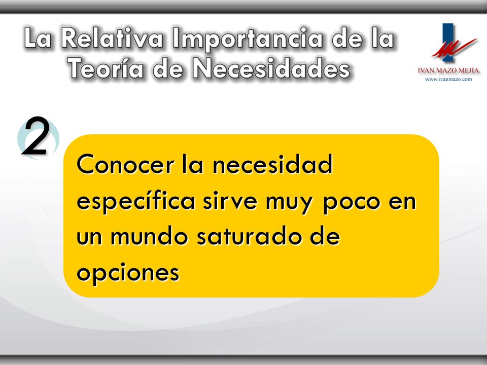 2 Conocer la necesidad específica sirve muy poco en un mundo saturado de opciones