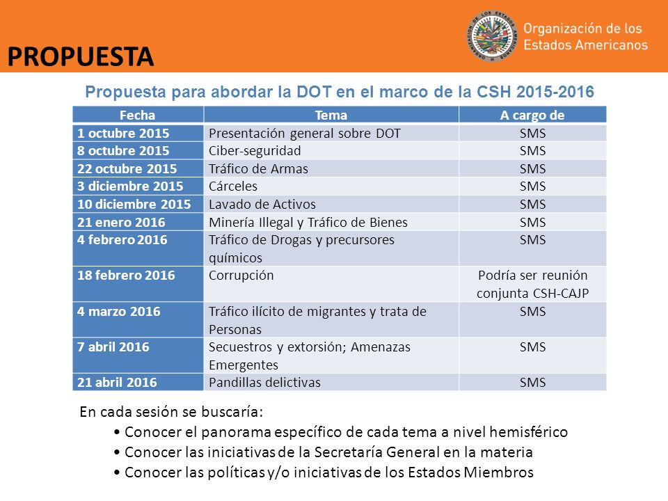 Propuesta para abordar la DOT en el marco de la CSH