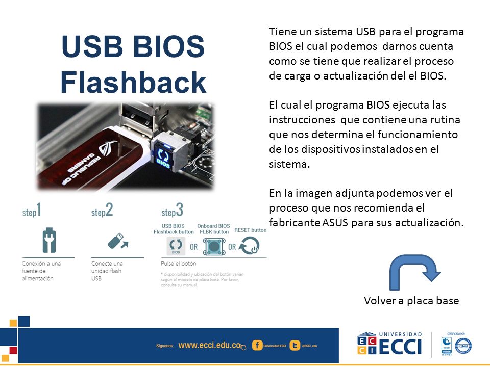 Tiene un sistema USB para el programa BIOS el cual podemos darnos cuenta como se tiene que realizar el proceso de carga o actualización del el BIOS.