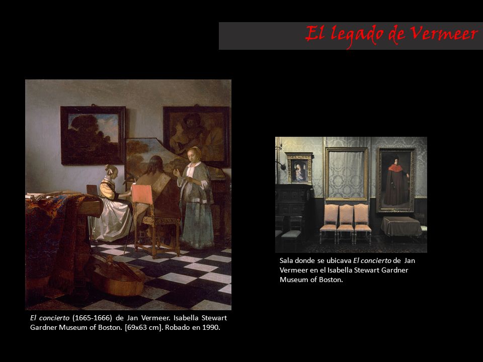 El legado de Vermeer Sala donde se ubicava El concierto de Jan Vermeer en el Isabella Stewart Gardner Museum of Boston.