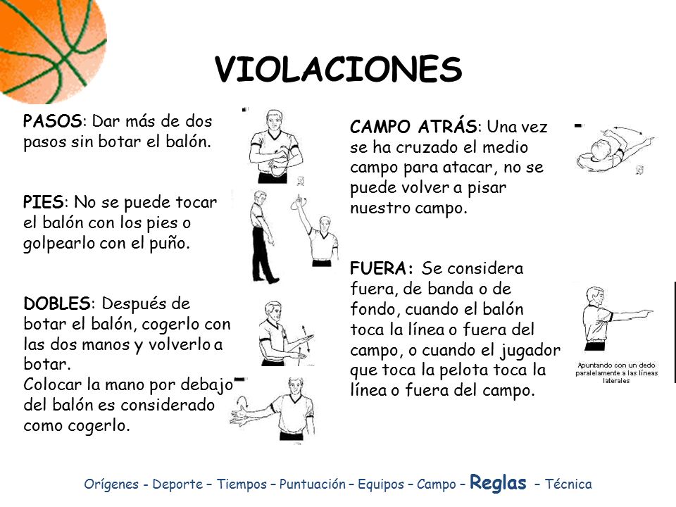 VIOLACIONES PASOS: Dar más de dos pasos sin botar el balón.
