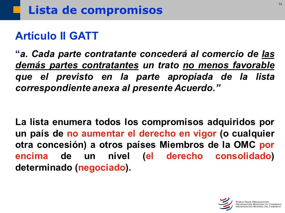Lista de compromisos Artículo II GATT