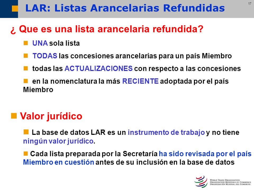 LAR: Listas Arancelarias Refundidas