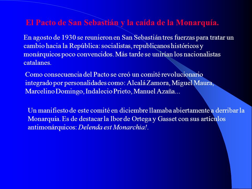 El Pacto de San Sebastián y la caída de la Monarquía.