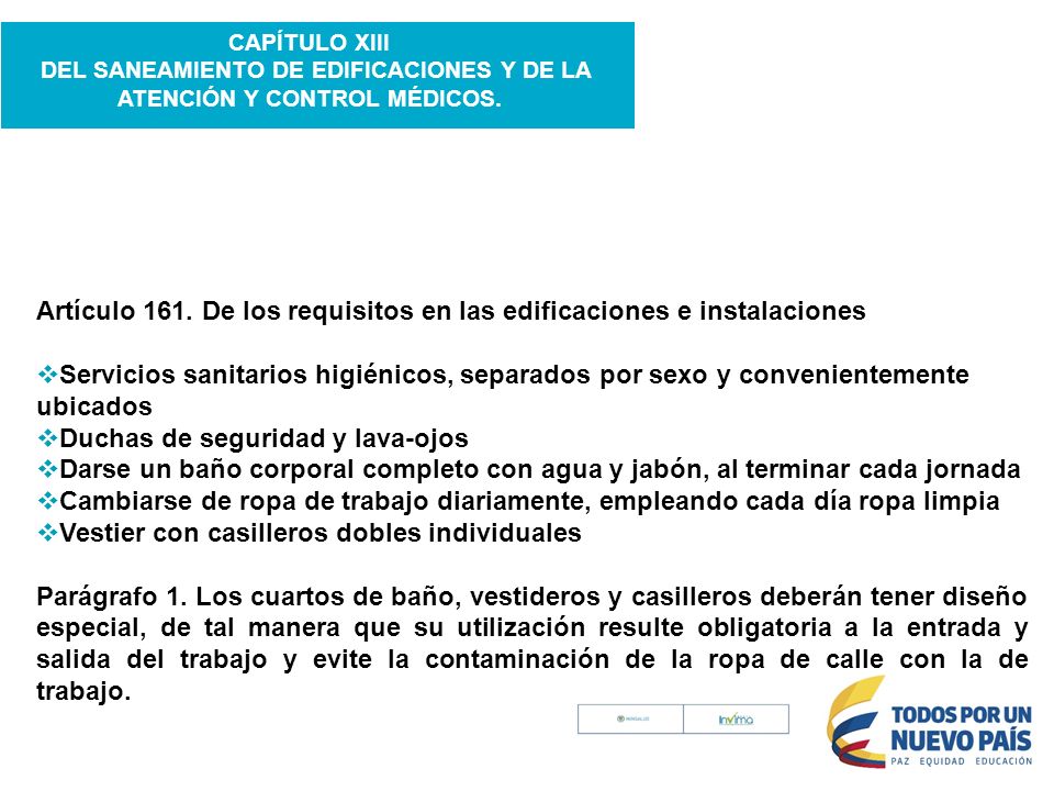 DEL SANEAMIENTO DE EDIFICACIONES Y DE LA ATENCIÓN Y CONTROL MÉDICOS.