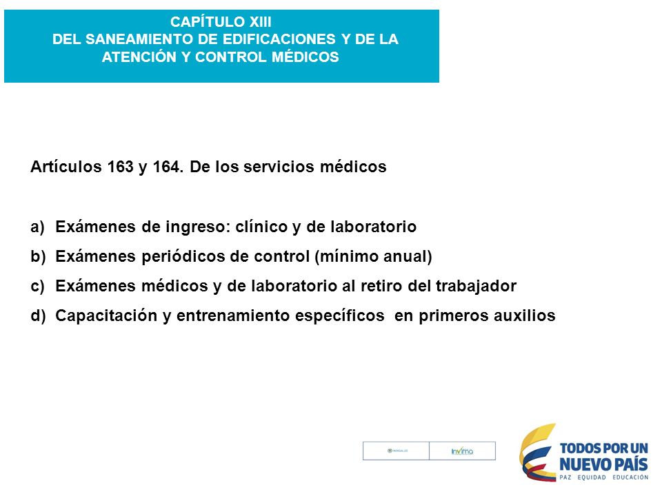 DEL SANEAMIENTO DE EDIFICACIONES Y DE LA ATENCIÓN Y CONTROL MÉDICOS