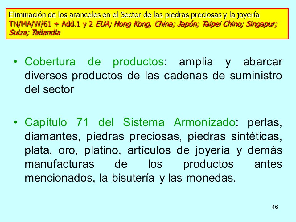 Eliminación de los aranceles en el Sector de las piedras preciosas y la joyería
