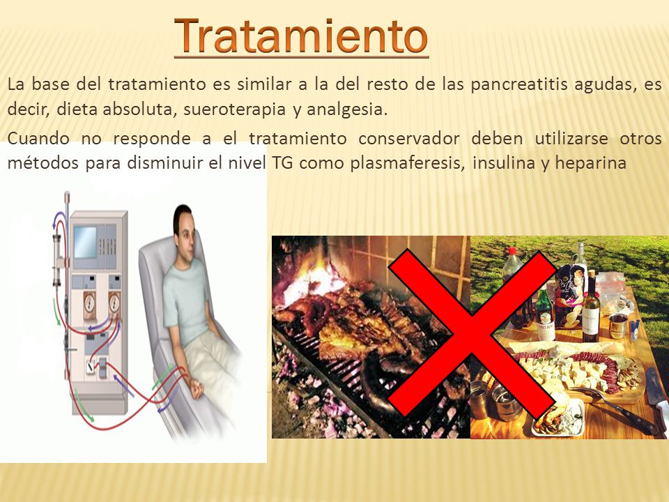 Tratamiento La base del tratamiento es similar a la del resto de las pancreatitis agudas, es decir, dieta absoluta, sueroterapia y analgesia.