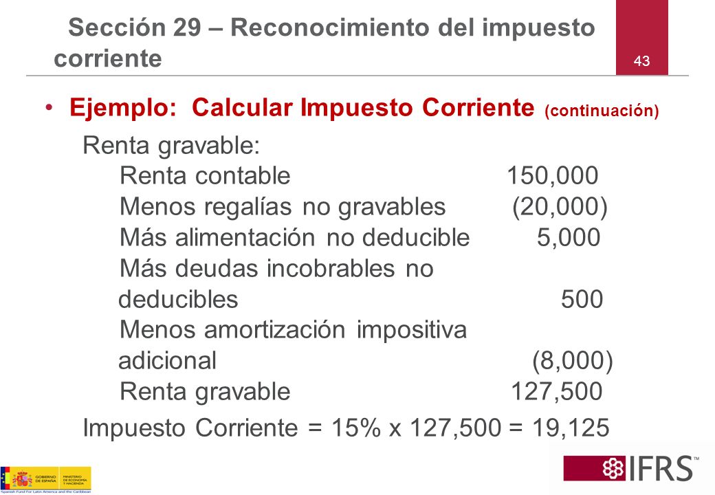 Sección 29 – Reconocimiento del impuesto corriente