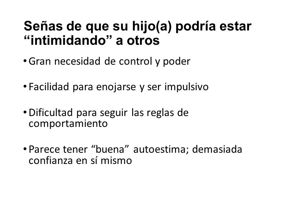 Señas de que su hijo(a) podría estar intimidando a otros
