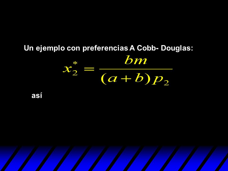 Un ejemplo con preferencias A Cobb- Douglas: