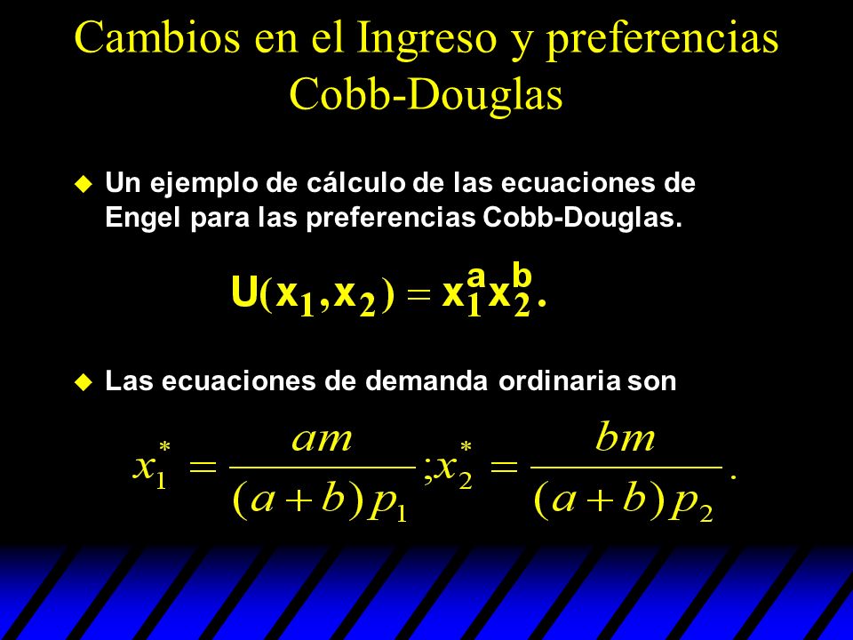 Cambios en el Ingreso y preferencias Cobb-Douglas