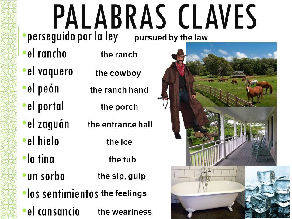 PALABRAS CLAVES perseguido por la ley el rancho el vaquero el peón