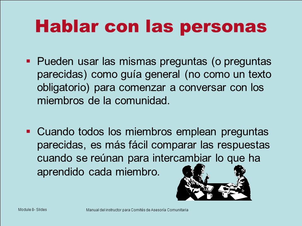 Manual del instructor para Comités de Asesoría Comunitaria