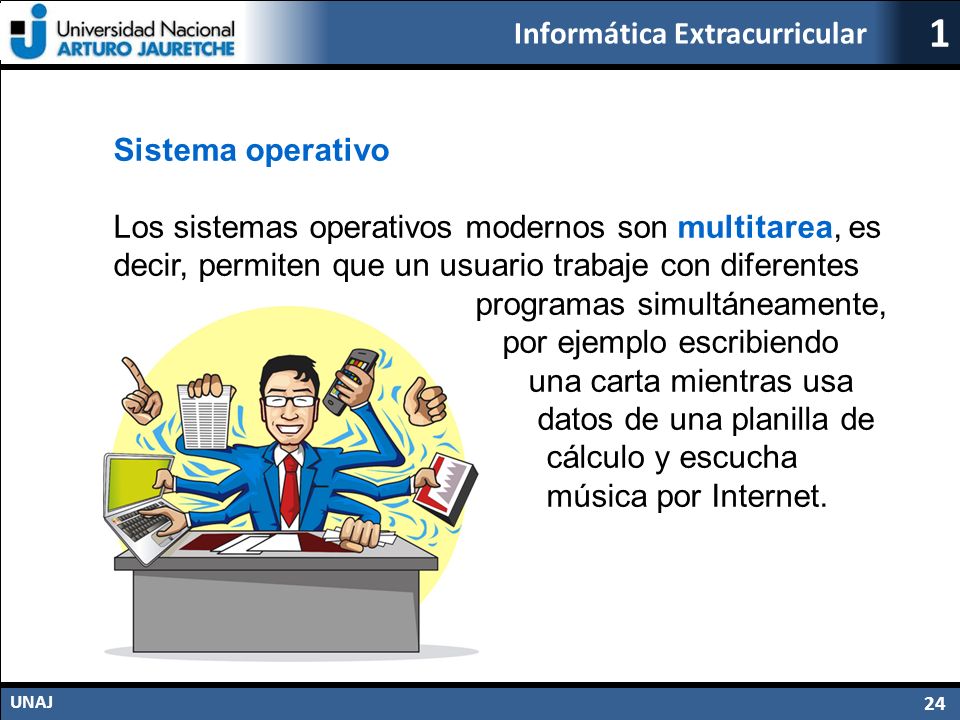 Sistema operativo Los sistemas operativos modernos son multitarea, es decir, permiten que un usuario trabaje con diferentes.
