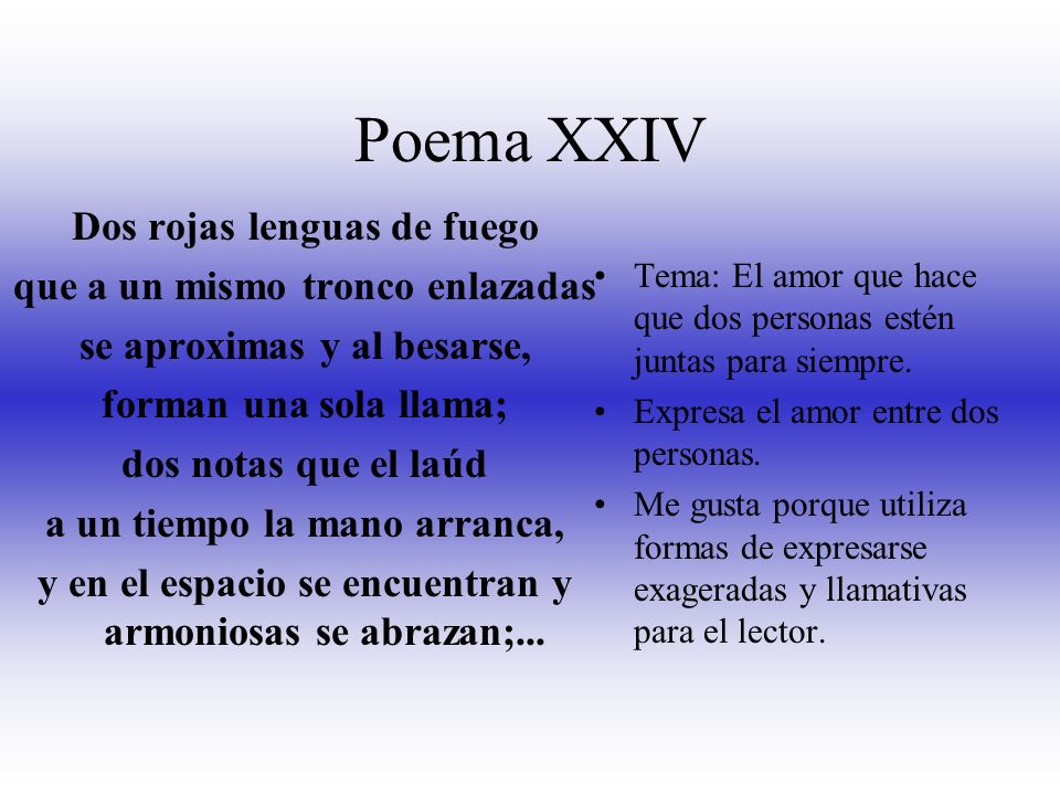 Poema XXIV Dos rojas lenguas de fuego que a un mismo tronco enlazadas