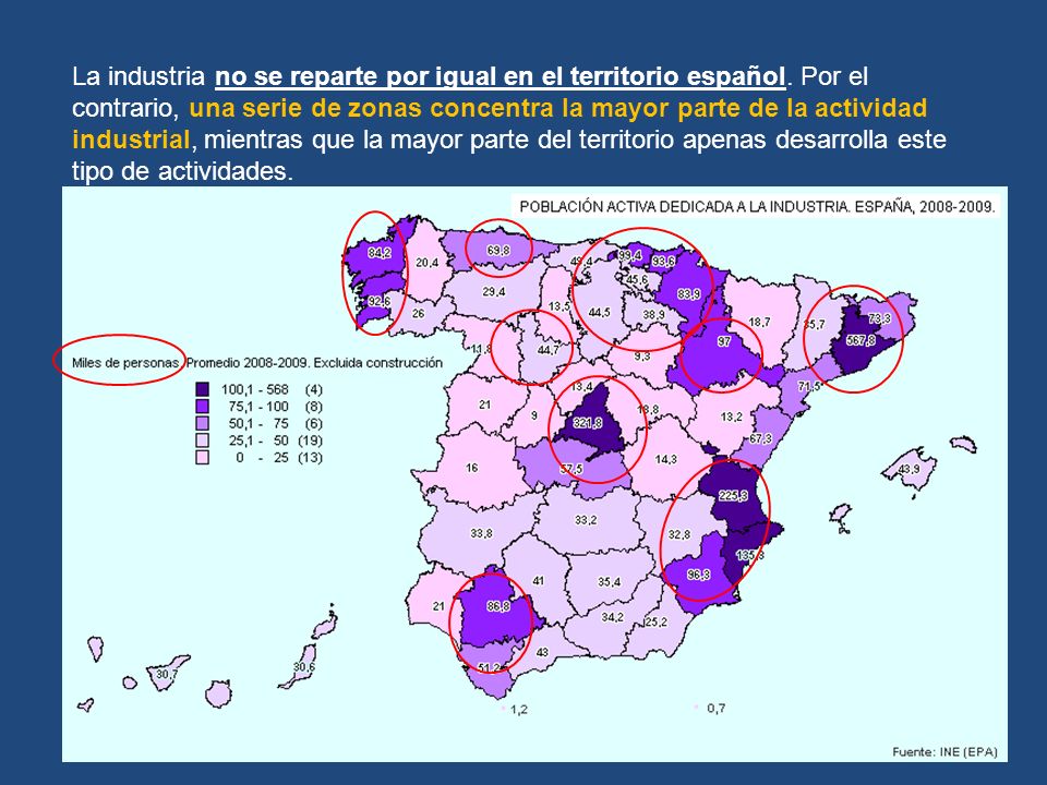 La industria no se reparte por igual en el territorio español