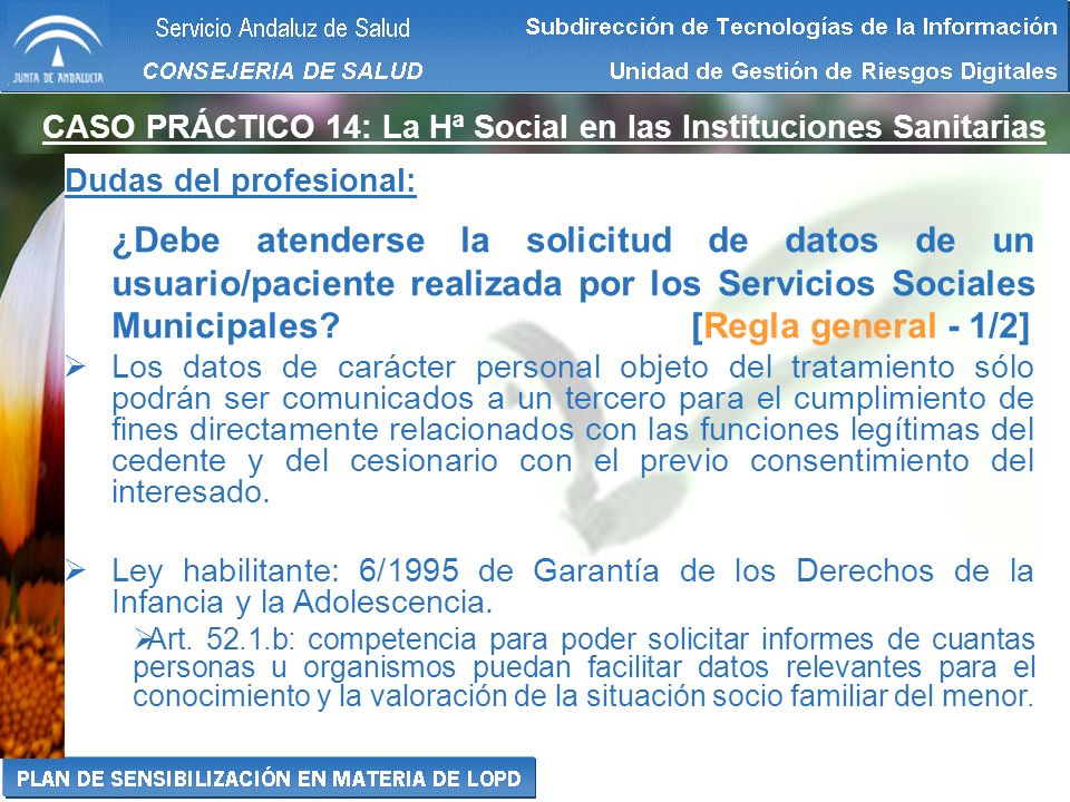 CASO PRÁCTICO 14: La Hª Social en las Instituciones Sanitarias