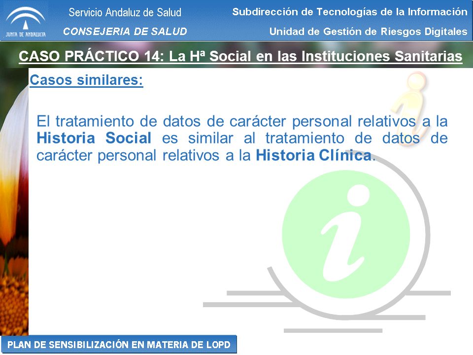 CASO PRÁCTICO 14: La Hª Social en las Instituciones Sanitarias