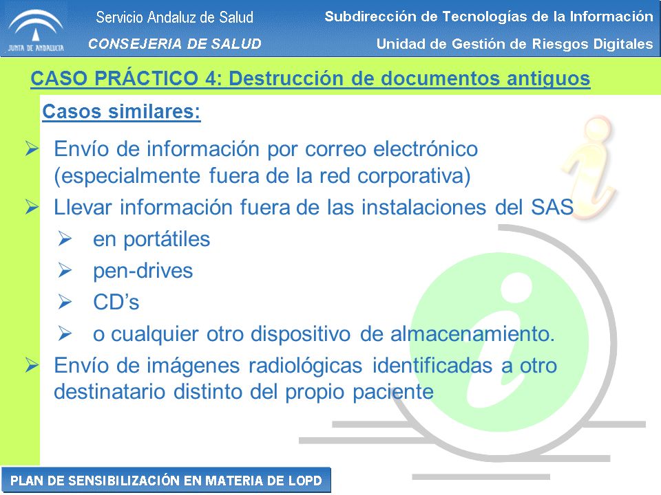 Llevar información fuera de las instalaciones del SAS en portátiles