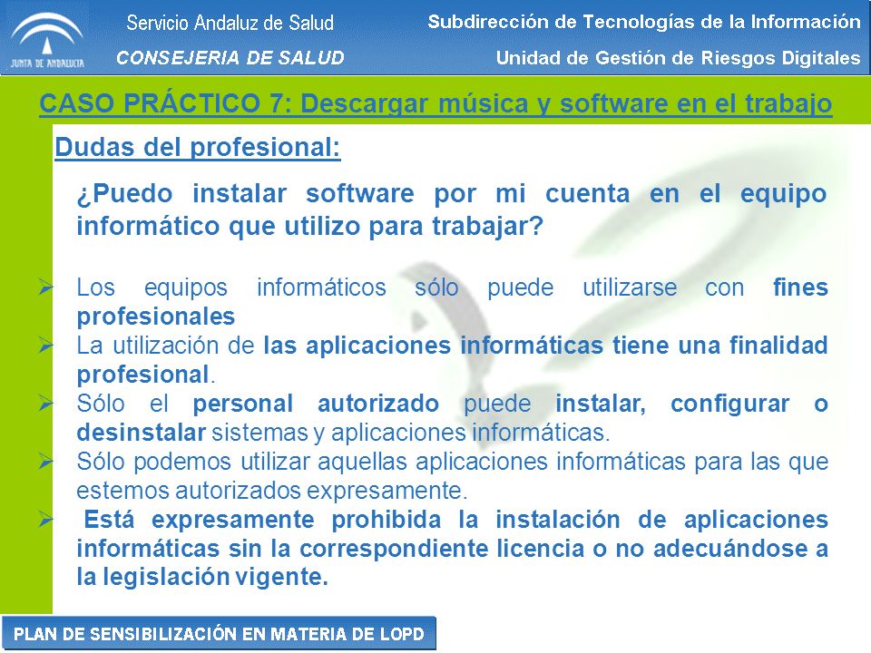 CASO PRÁCTICO 7: Descargar música y software en el trabajo