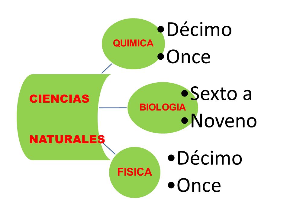 QUIMICA Décimo Once BIOLOGIA Sexto a Noveno FISICA CIENCIAS NATURALES