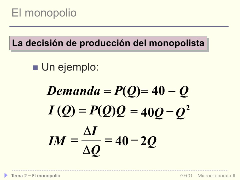 La decisión de producción del monopolista