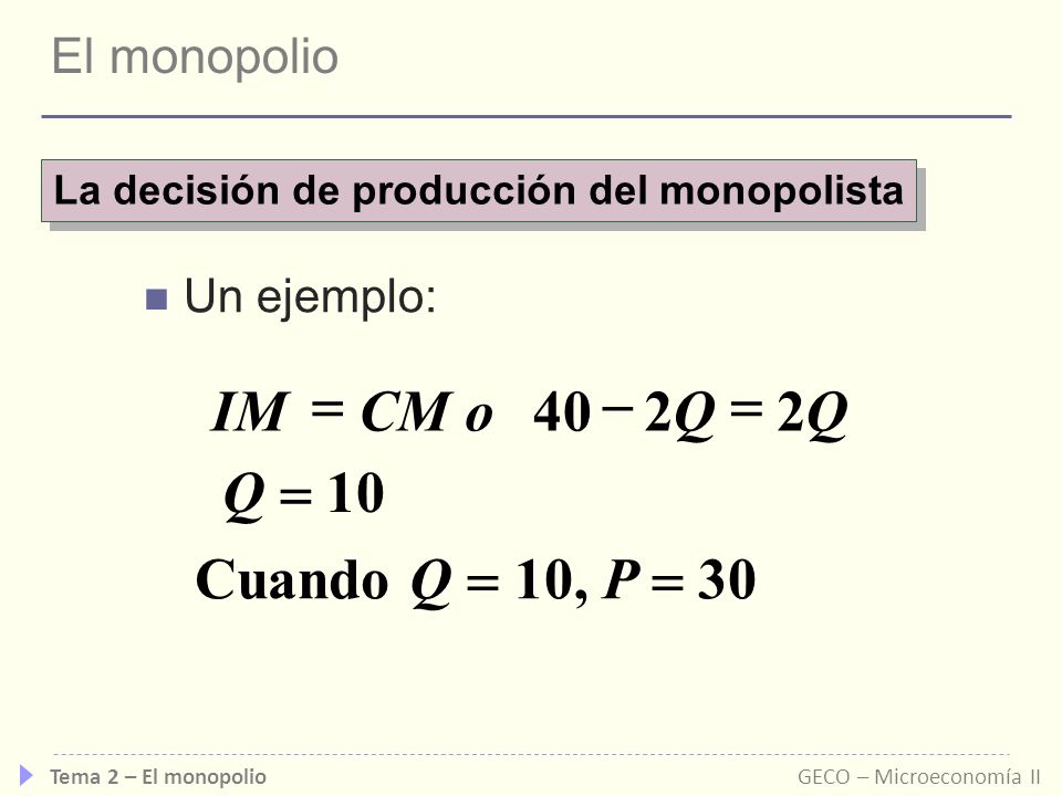 La decisión de producción del monopolista