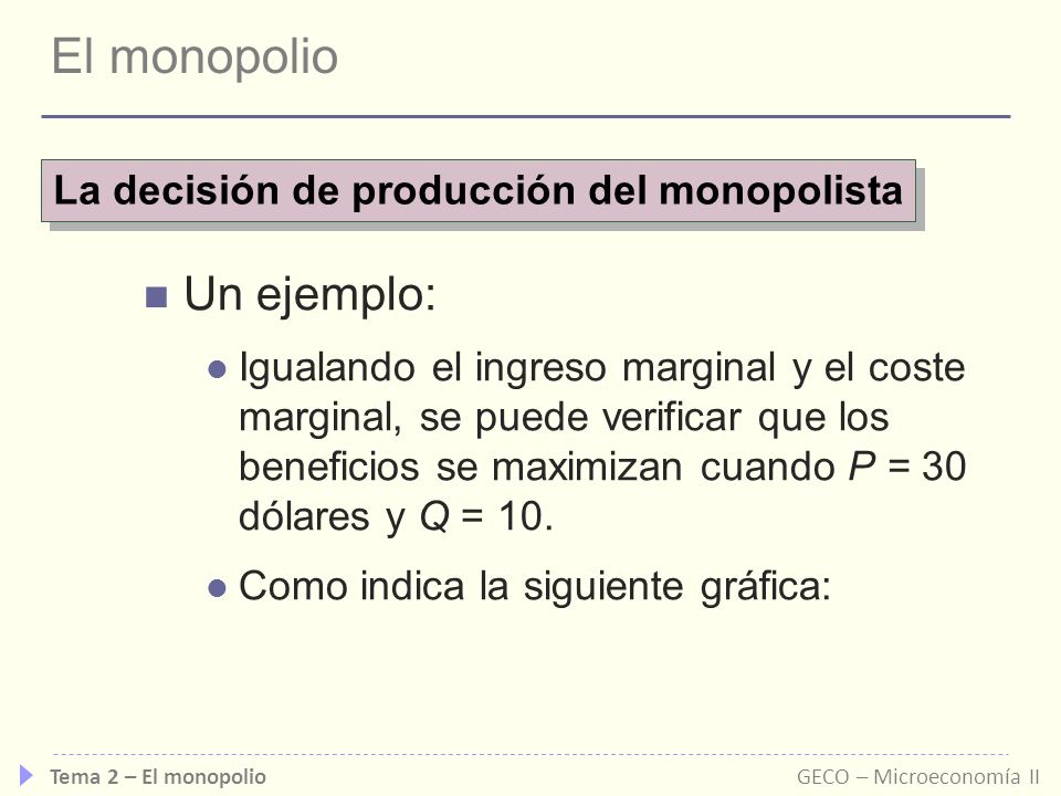 La decisión de producción del monopolista