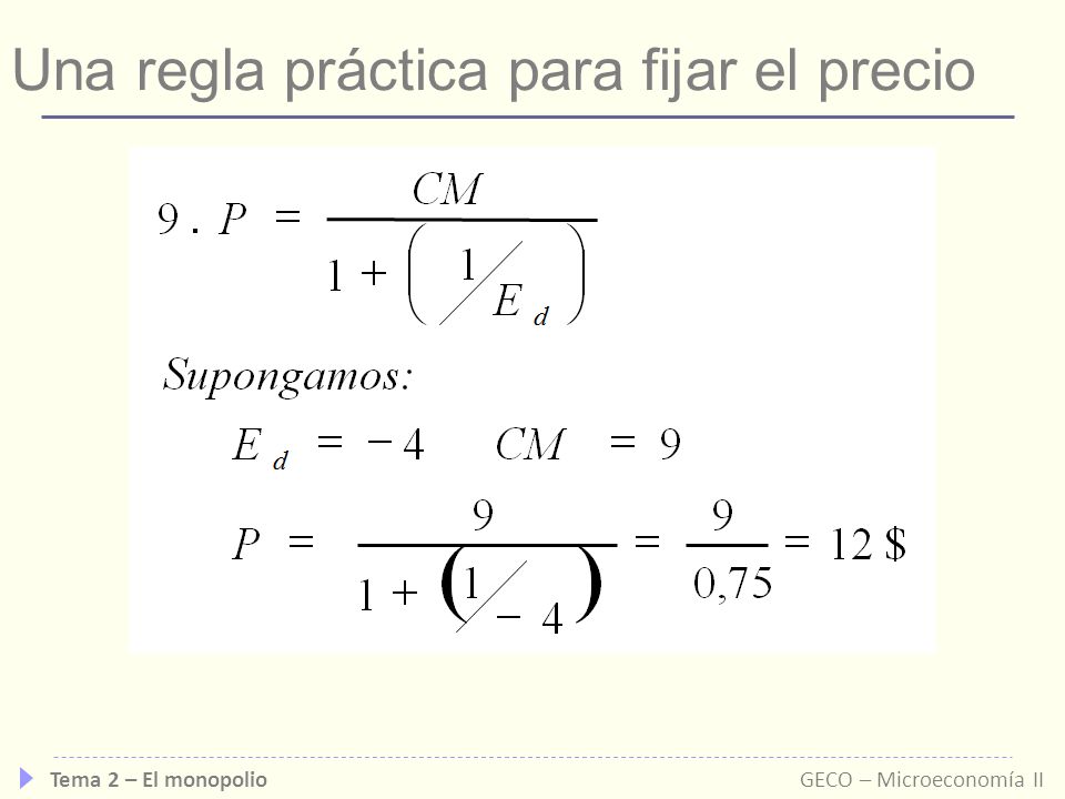 Una regla práctica para fijar el precio