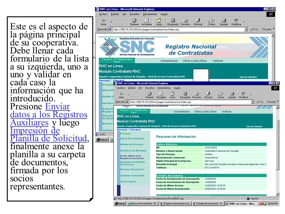 Este es el aspecto de la página principal de su cooperativa