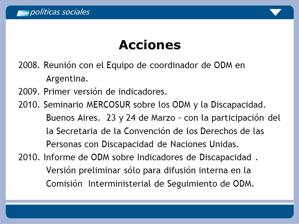 Acciones Reunión con el Equipo de coordinador de ODM en